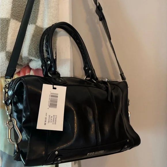 Steve Madden Black Satchel with Silver Accents - Picture 6 of 9